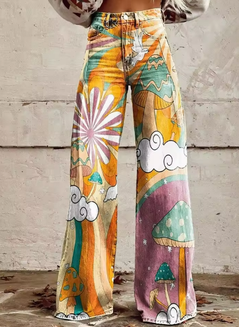 Amara | Boho vintage bukser med brede ben