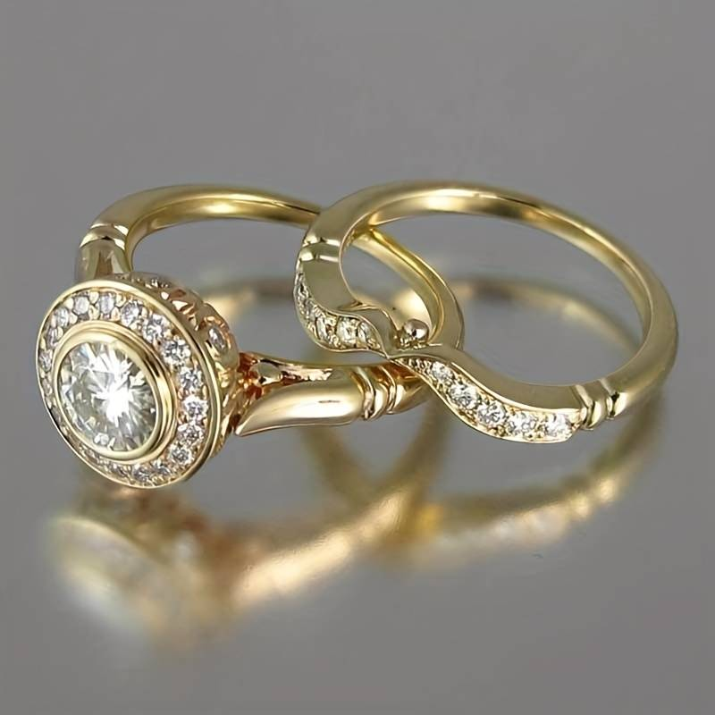 Esme | Vintage-inspireret guld- og zirconia-ringesæt