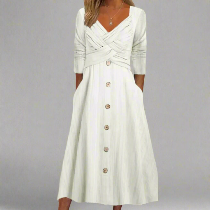 Marielle | Slankende Crossover Button Dress