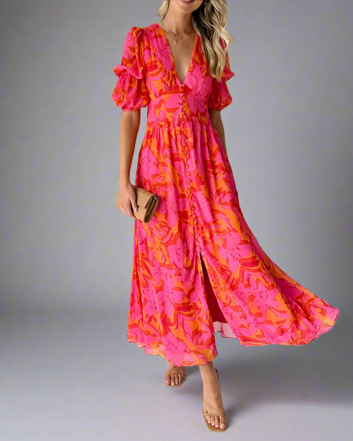 DERANA | RØD PINK MAXIKJOLE