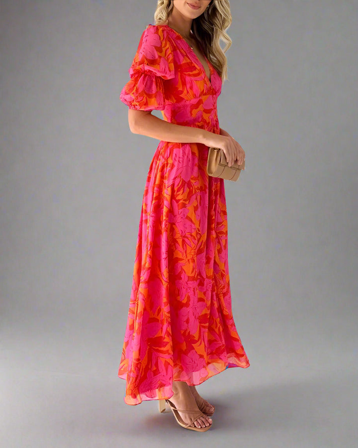 DERANA | RØD PINK MAXIKJOLE