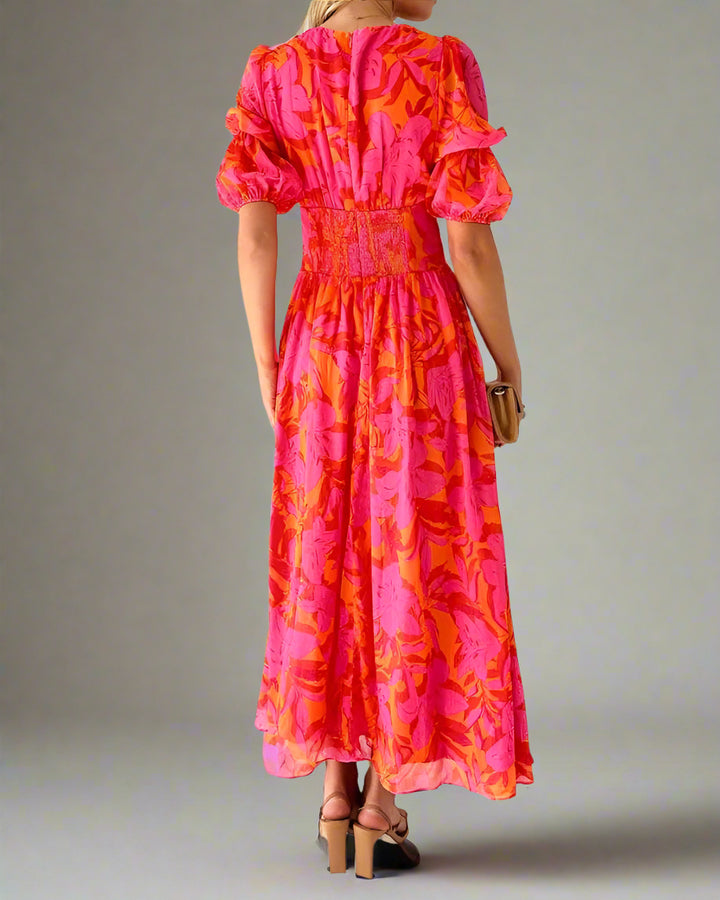 DERANA | RØD PINK MAXIKJOLE