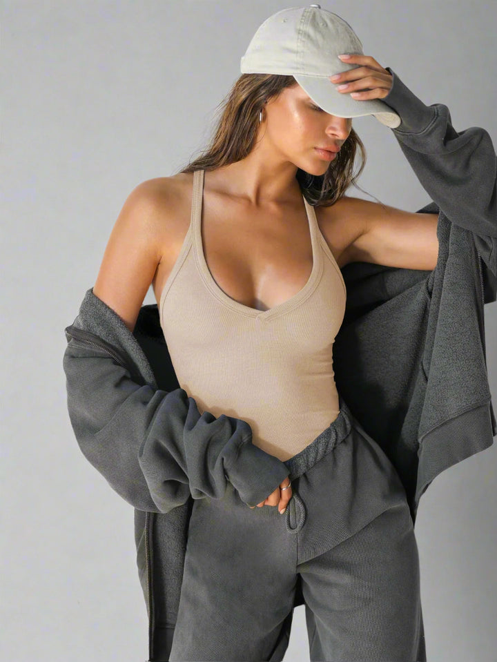 Liora | Ribbet Deep-V Racerback Tank Top